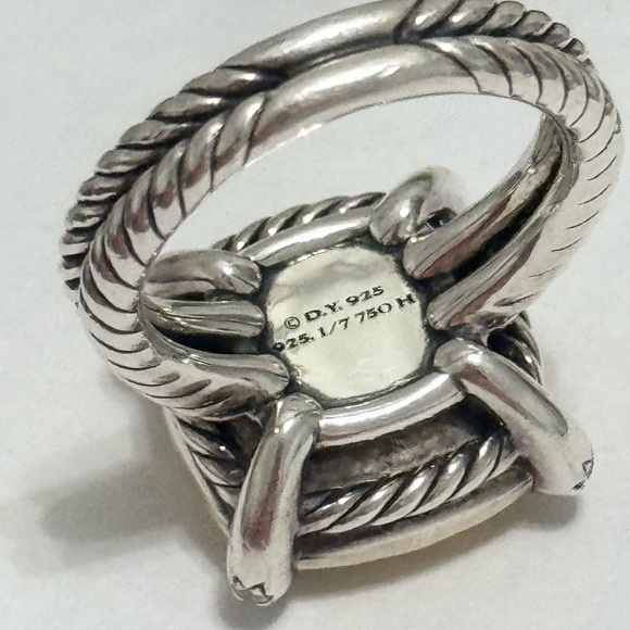 David Yurman 14mm Square Gold Dome Diamond Chatelaine Ring 925/18K - Picture 6 of 10